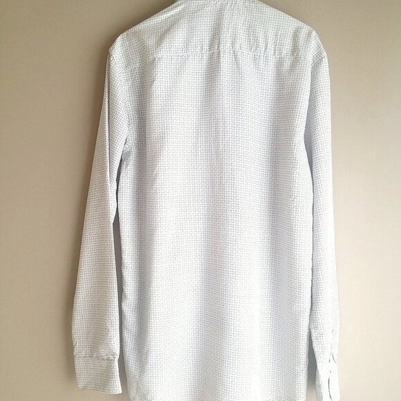 Nine West Men's Long Sleeve Dress Shirt M - Slim Fit White with Black Design NWT - Picture 10 of 16